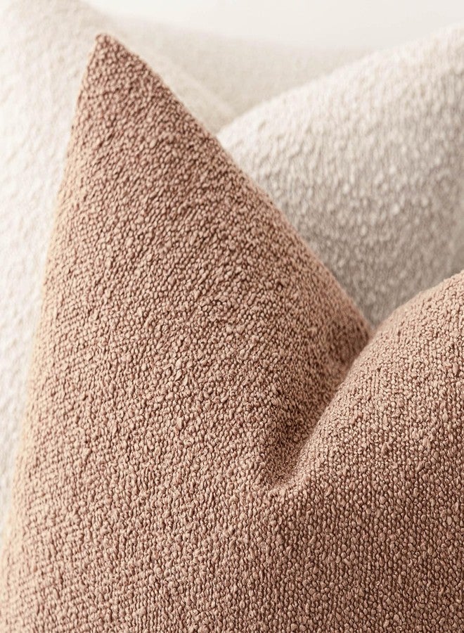 Foindtower Pack of 2 Textured Boucle Throw Pillow Covers Accent Solid Pillow Cases Cozy Soft Decorative Couch Cushion Case for Chair Sofa Bedroom Living Room Home Decor 20x20 Inch Dusty Orange Hazel - Image 4